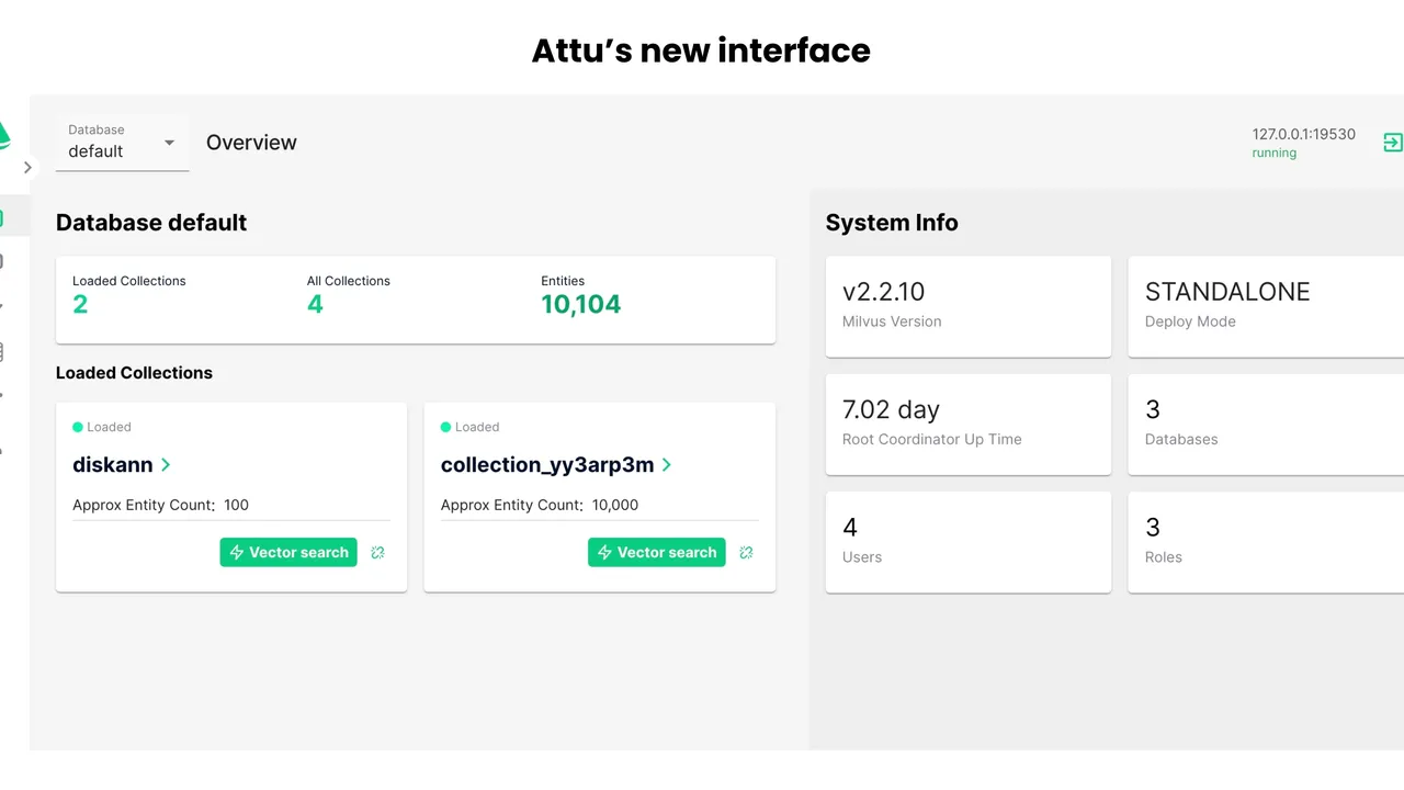 Milvus app screen