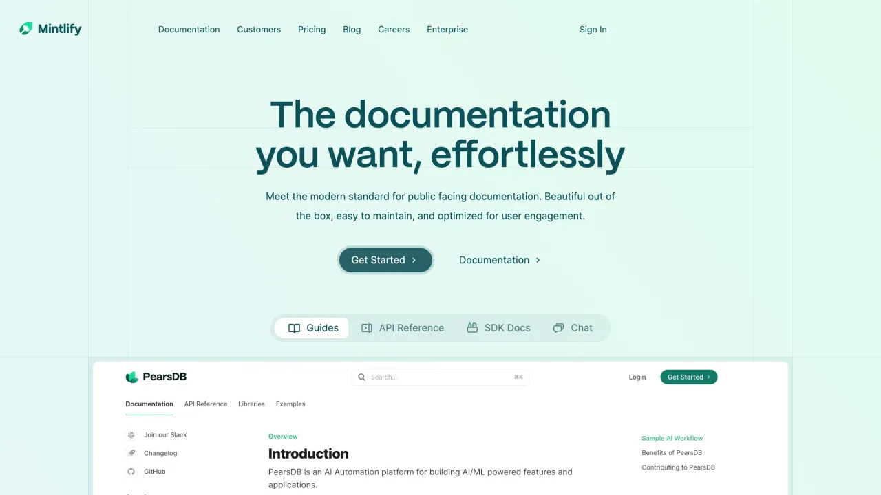 Mintlify dashboard view