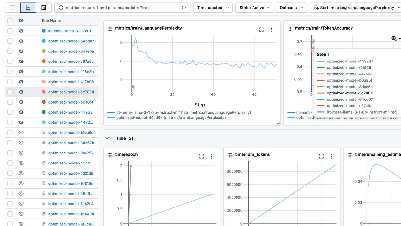 MLflow app screen