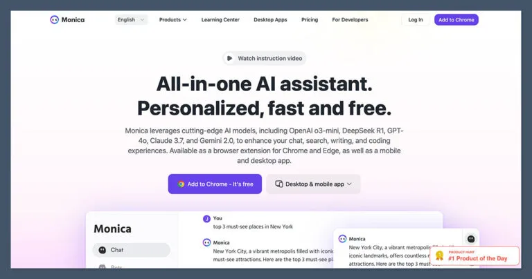 Monica dashboard view