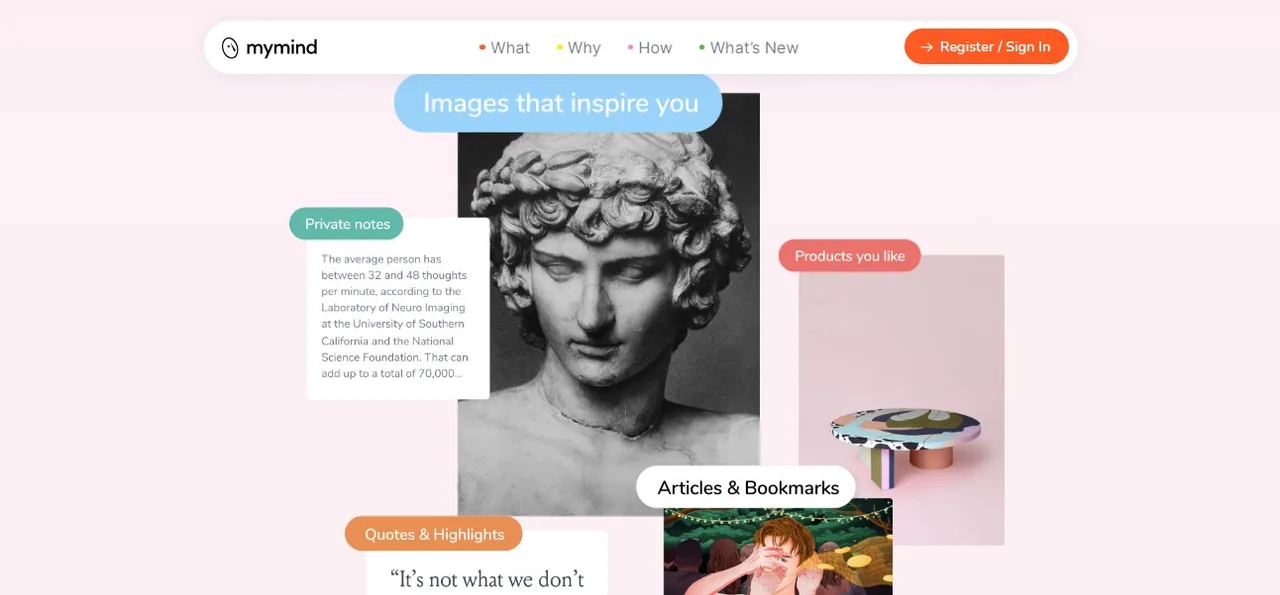 Mymind in action, writing AI tool