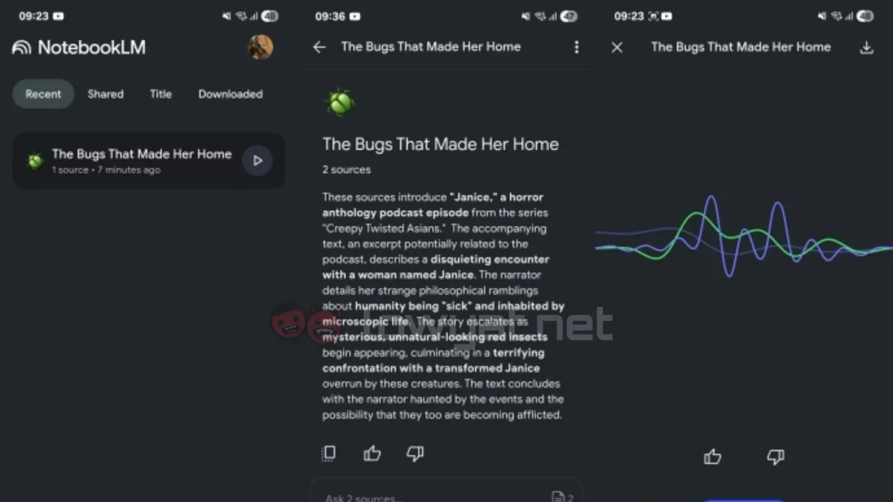 NotebookLM app screen