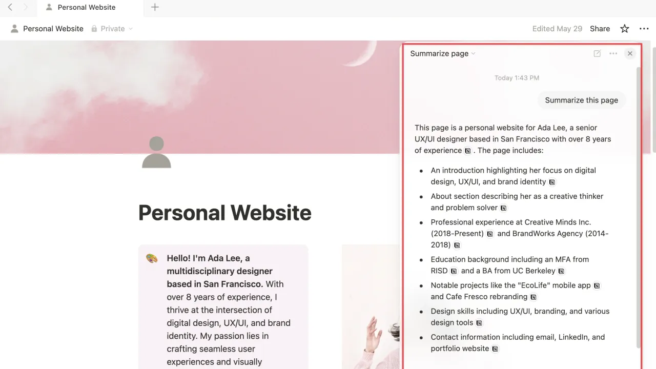 Notion AI app screen