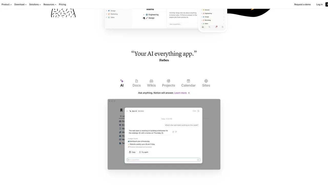 Notion AI interface in use