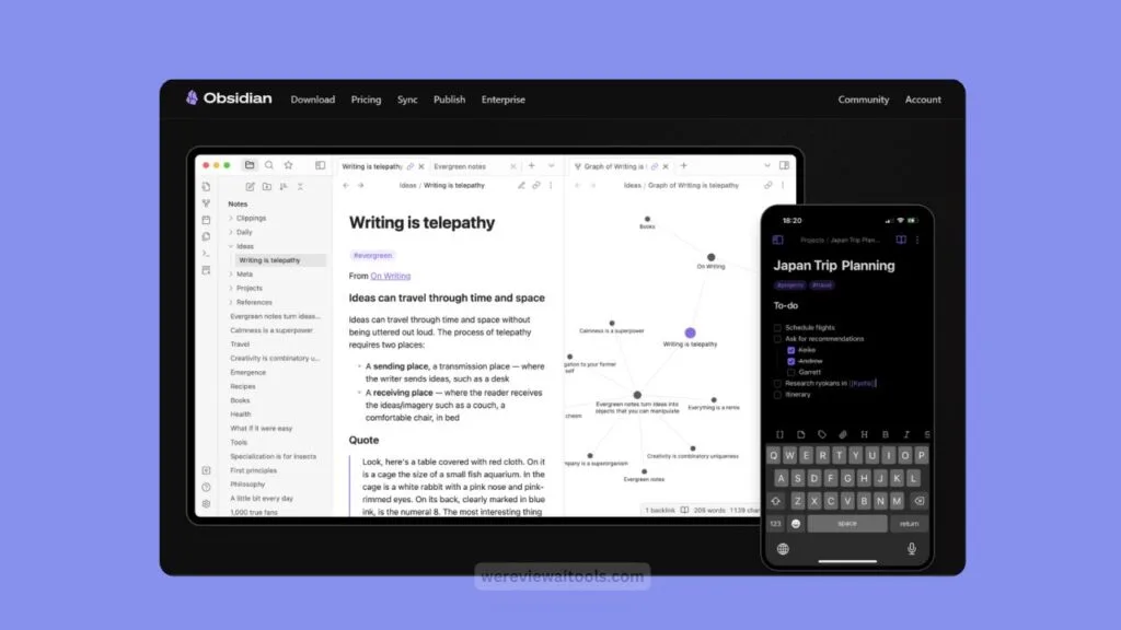 Obsidian AI app screen
