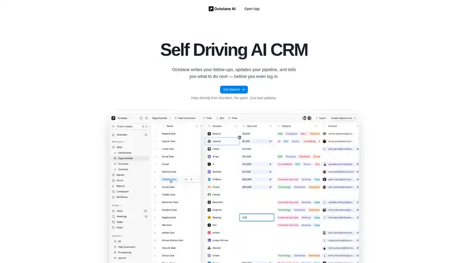Octolane dashboard view