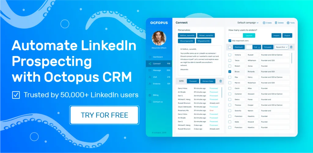 Octopus CRM dashboard view
