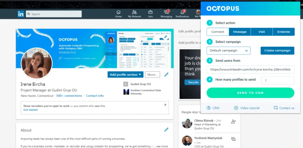 Octopus CRM app screen