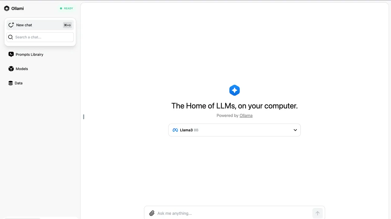 Ollama app screen