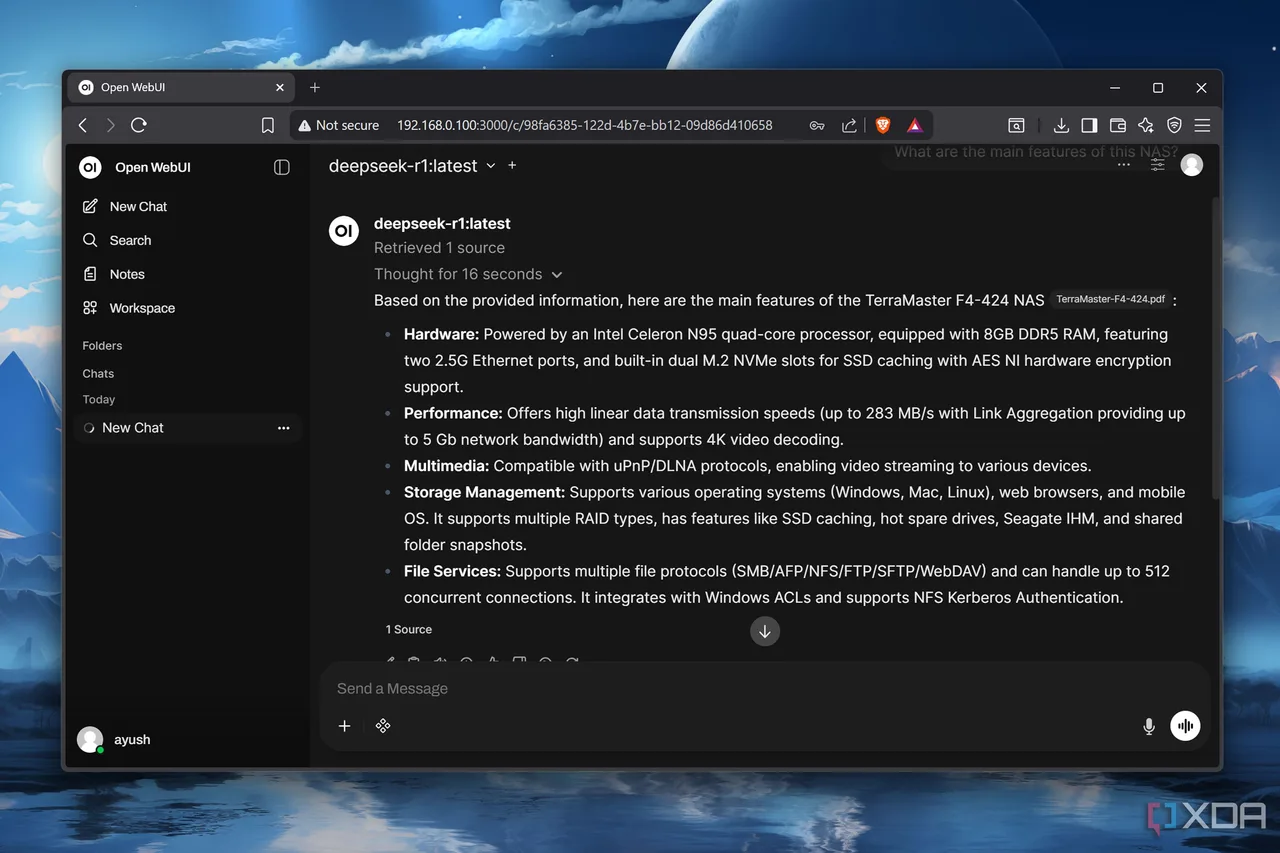 Open WebUI in action, chat & models AI tool