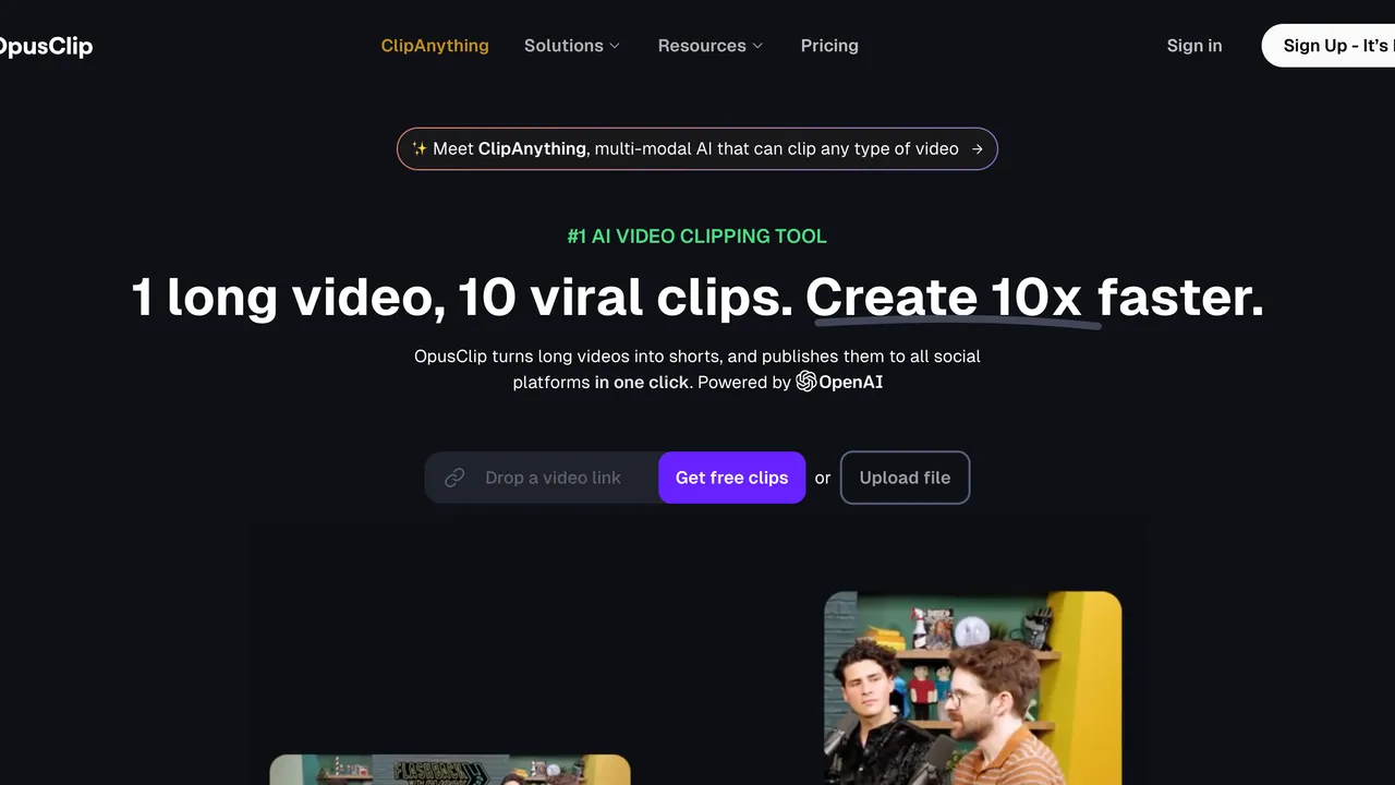 Opus Clip interface in use