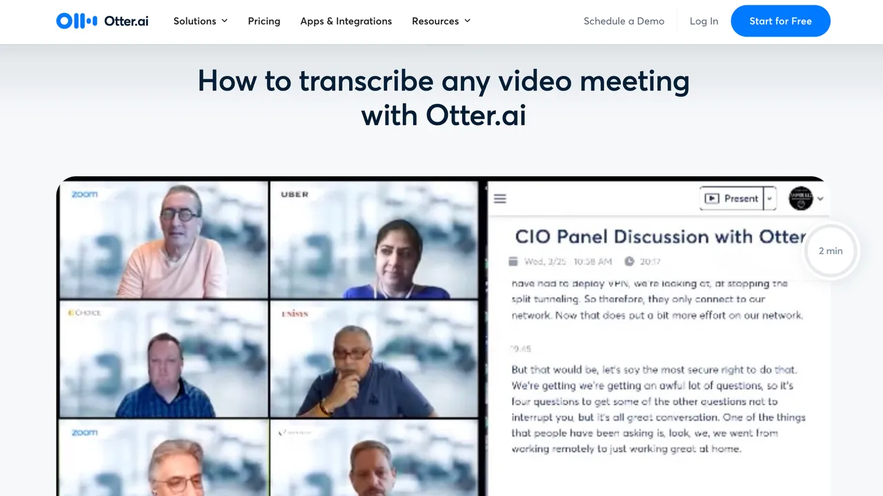 Otter in action, transcription & meetings AI tool