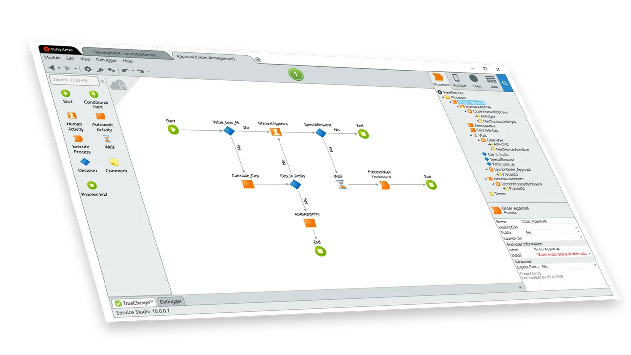 OutSystems dashboard view