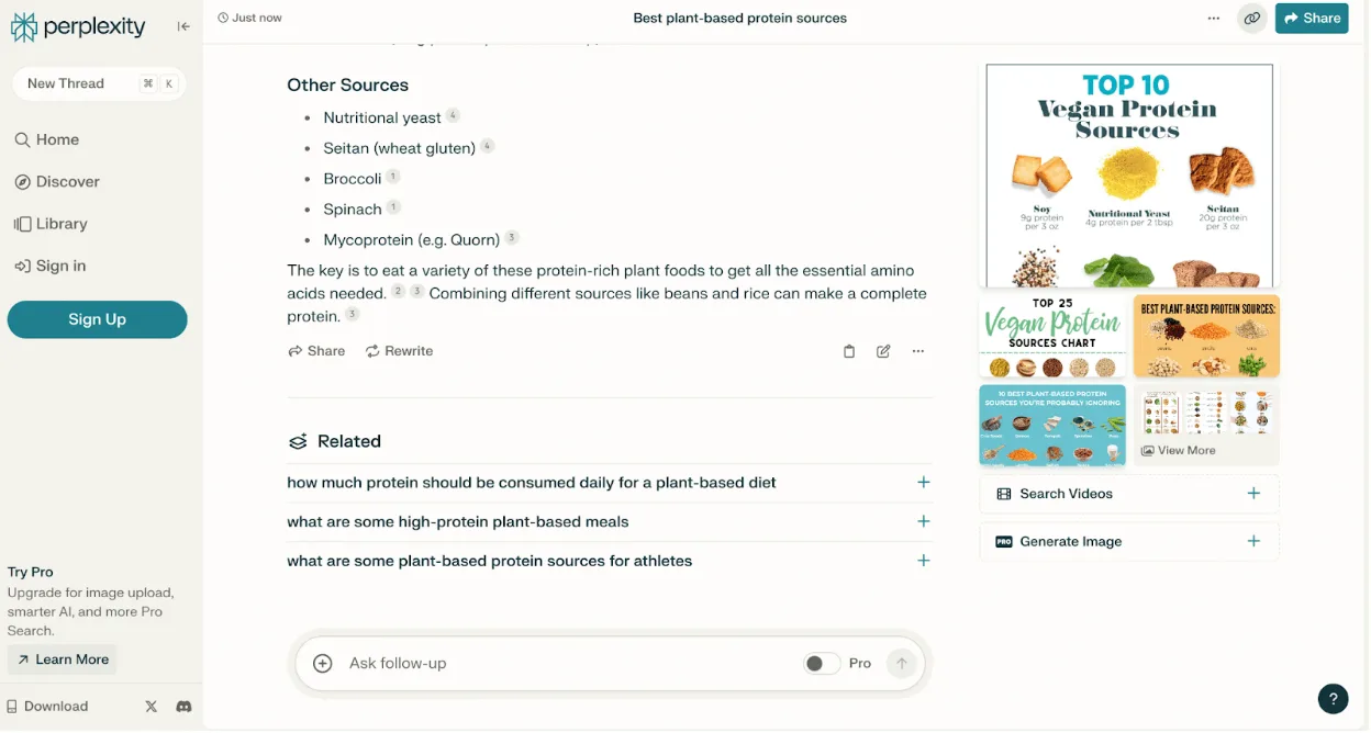 Perplexity in action, search AI tool