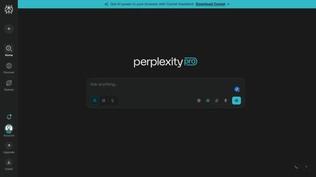 Perplexity interface in use