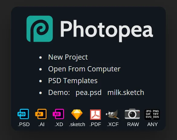 Photopea interface in use