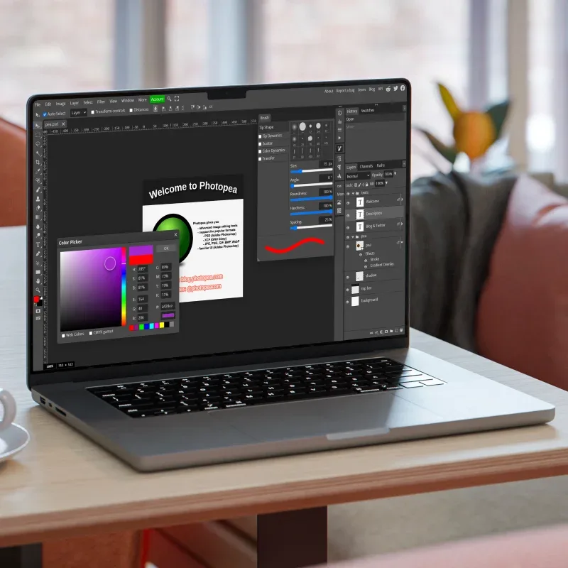 Photopea interface in use