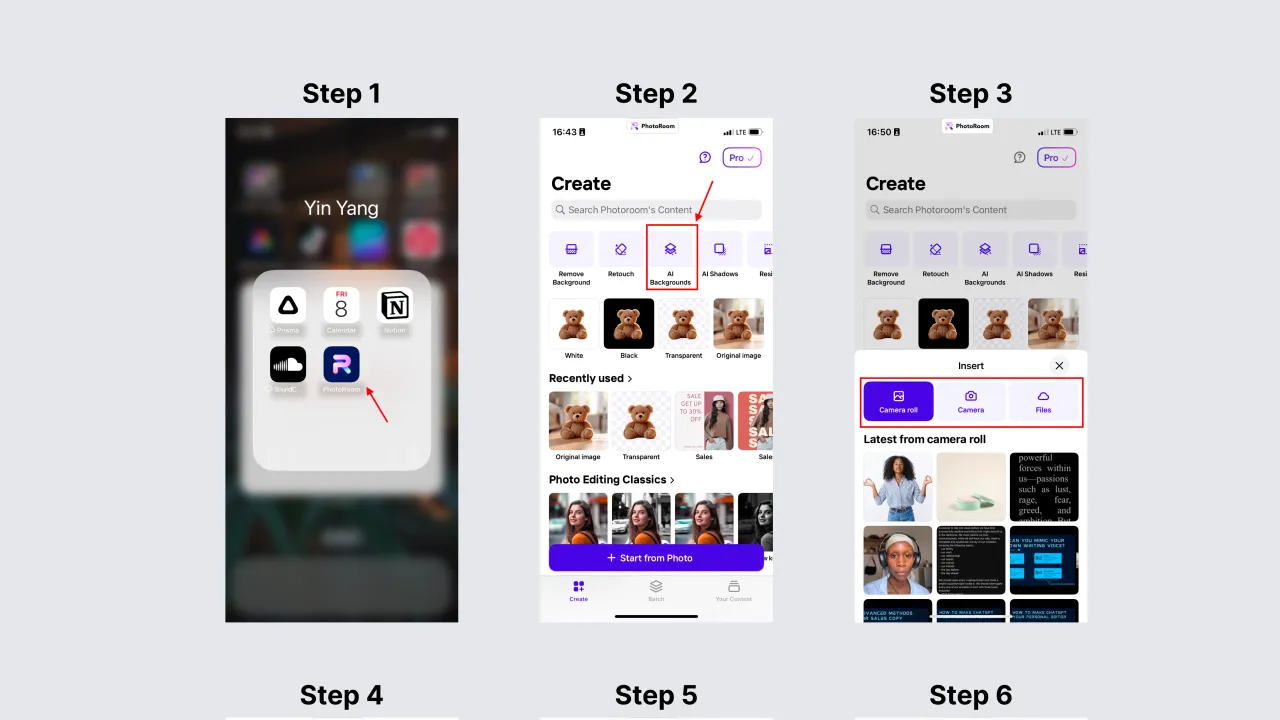 Photoroom dashboard view