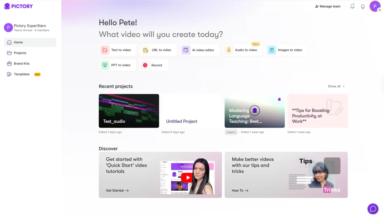Pictory interface in use