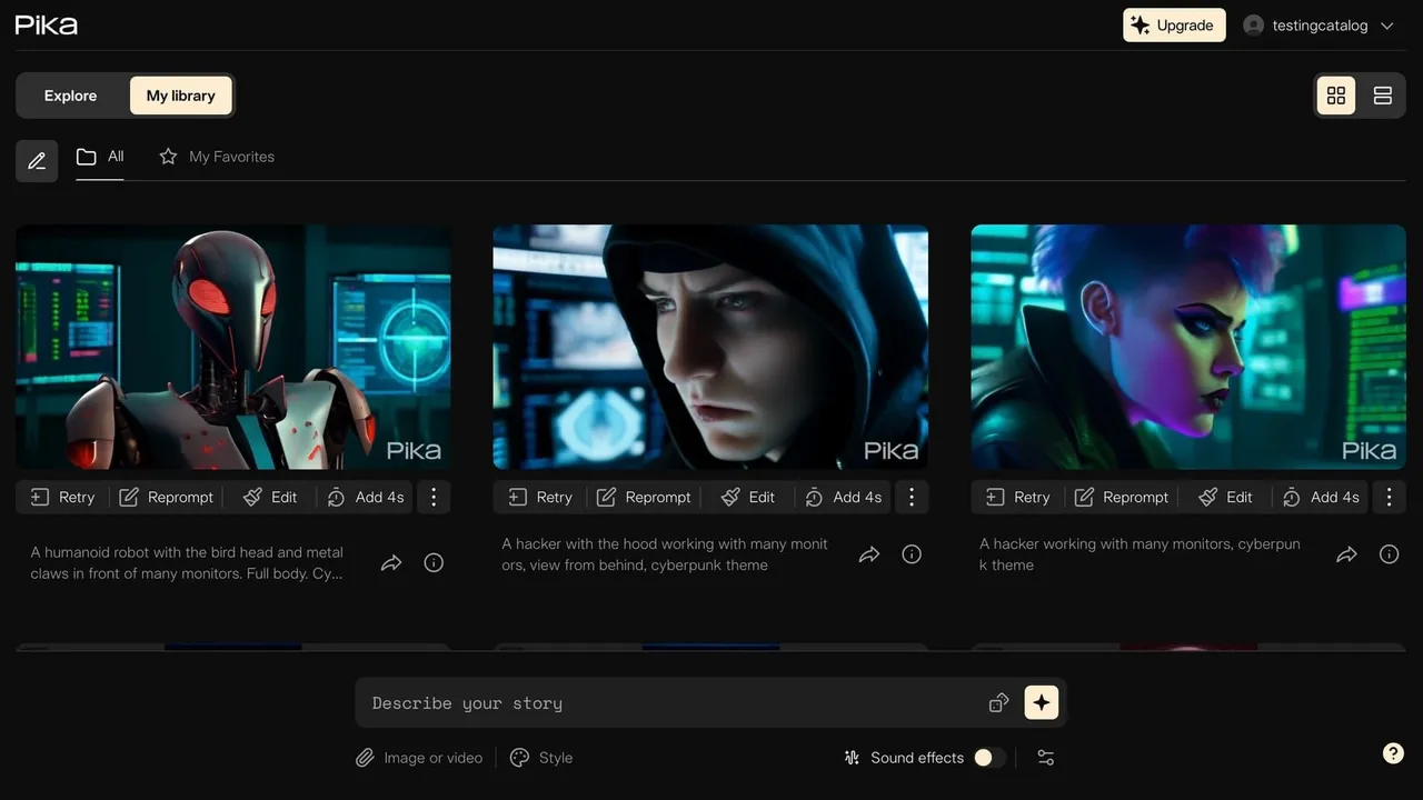 Pika interface in use