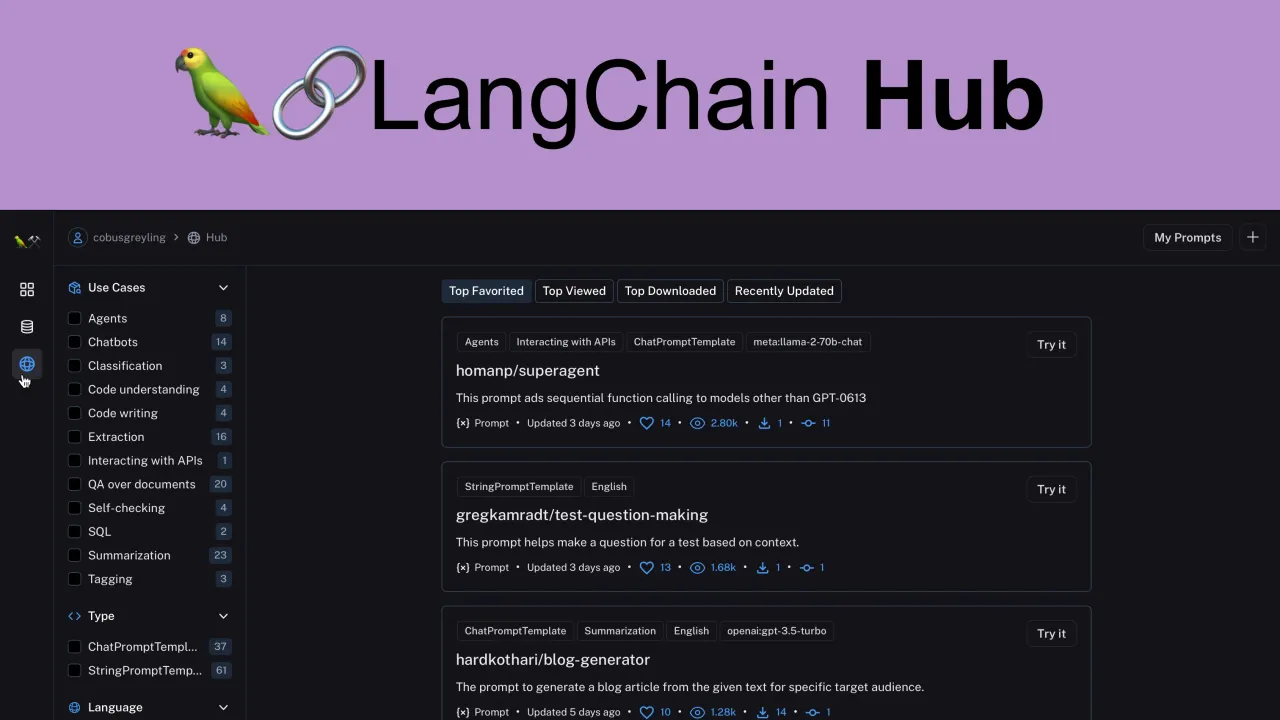 PromptHub interface in use