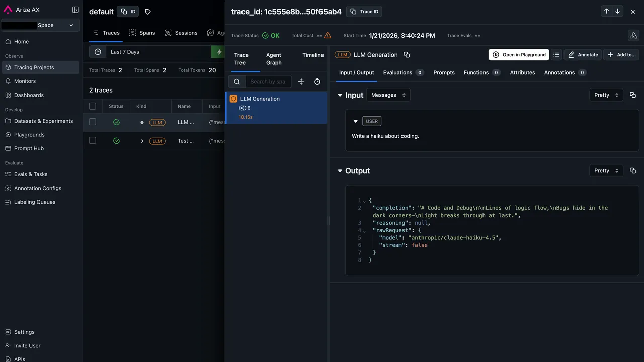 Pydantic AI interface in use