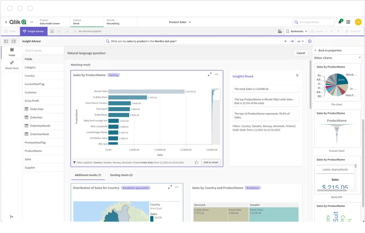 Qlik Sense app screen