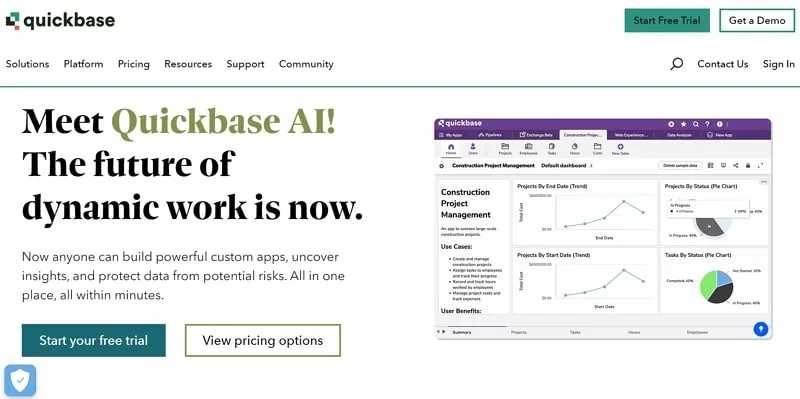 Quickbase dashboard view