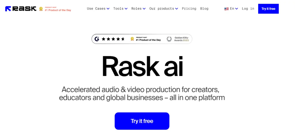 Rask dashboard view