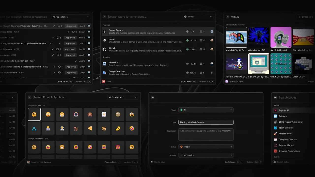 Raycast dashboard view