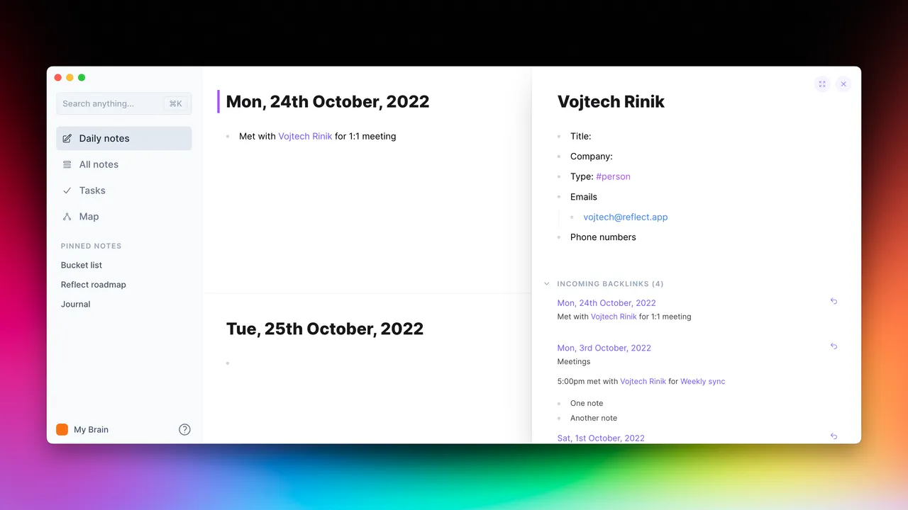 Reflect in action, productivity AI tool