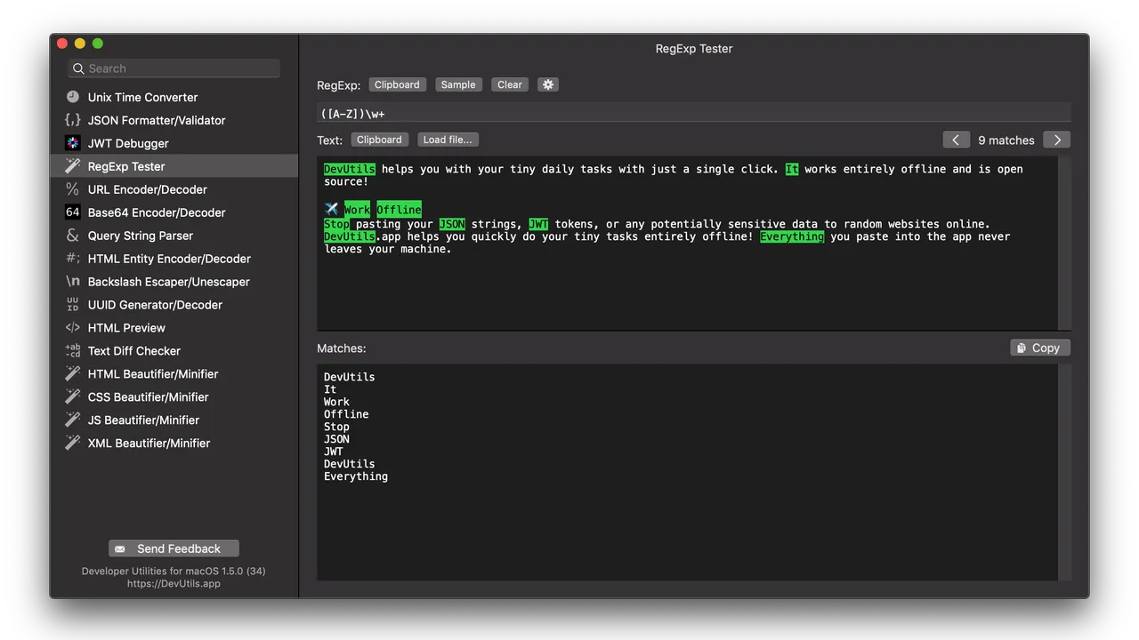Regex.ai app screen