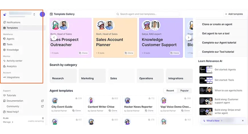 Relevance AI app screen