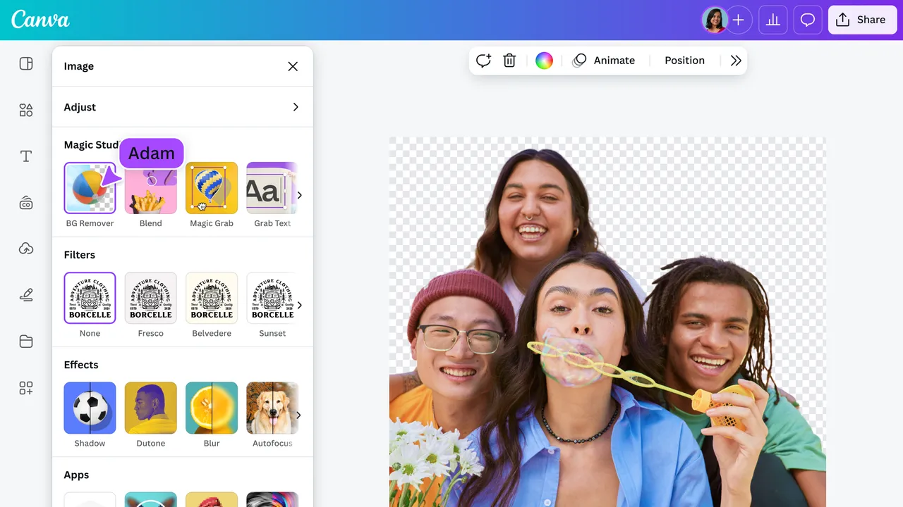 Remove.bg dashboard view