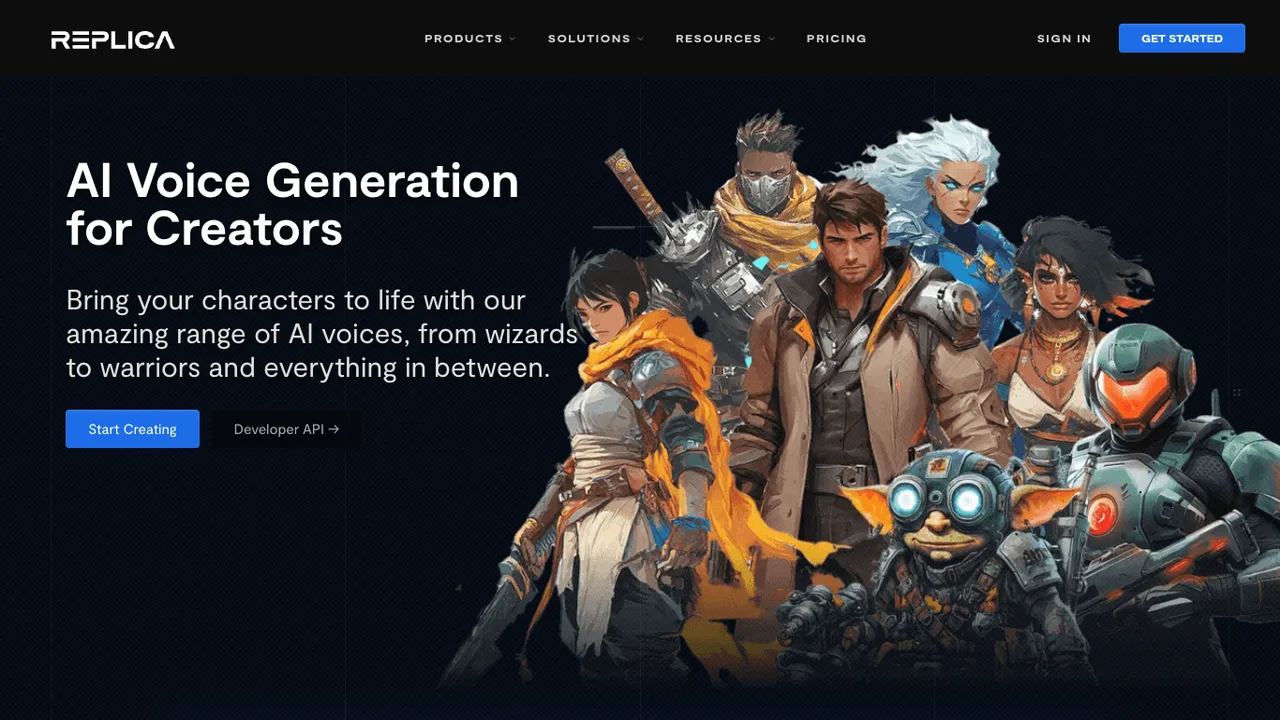 Replica Studios app screen