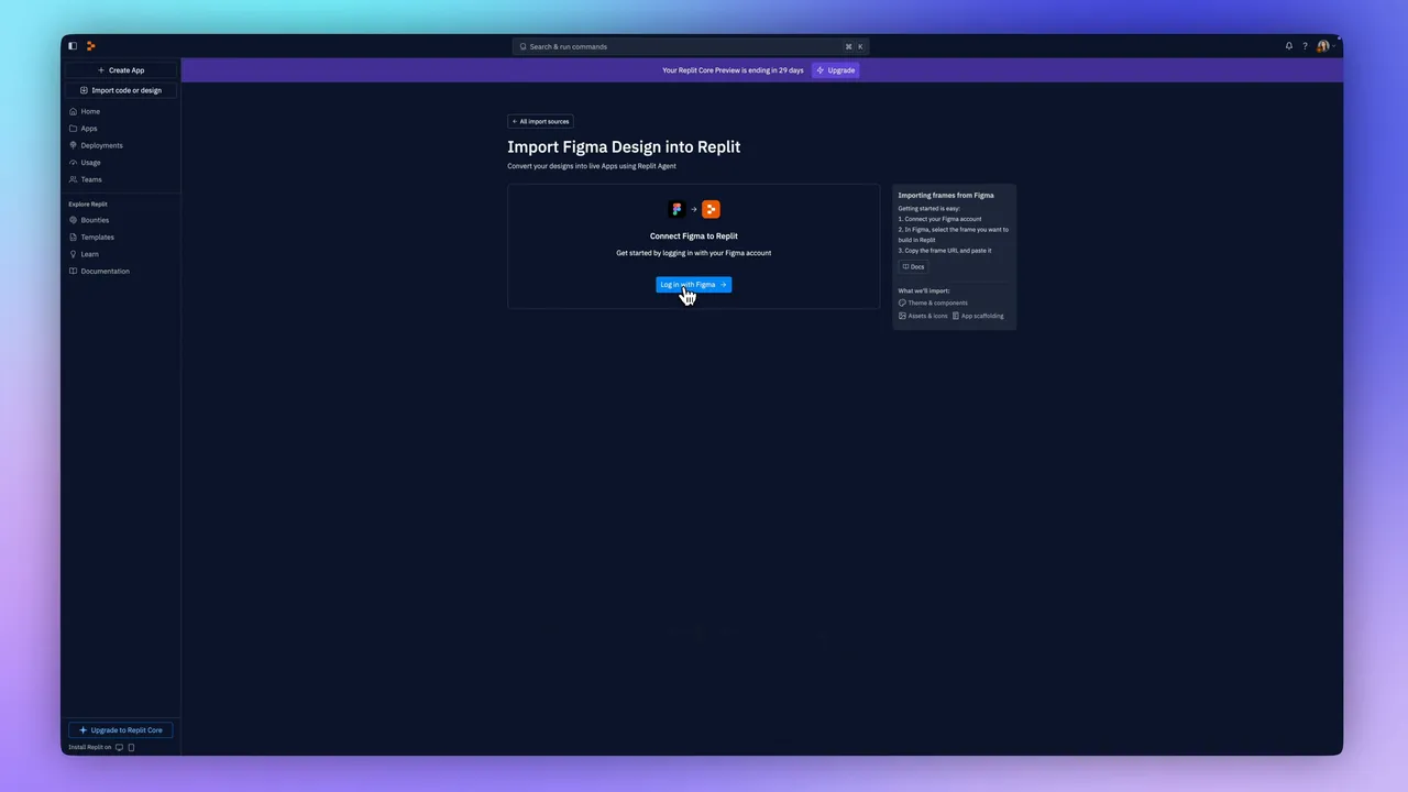 Replit interface in use