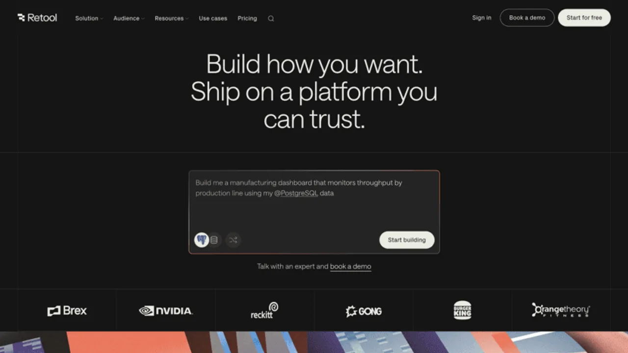 Retool in action, no-code AI tool