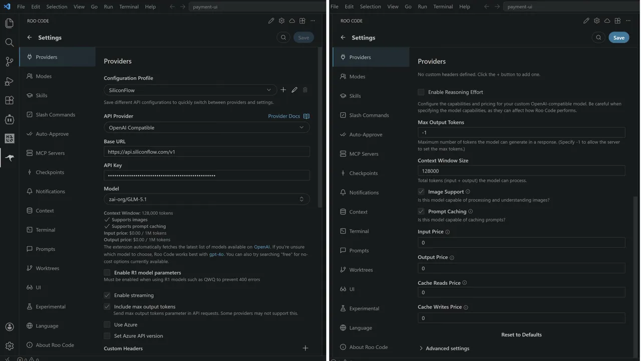 Roo Code dashboard view