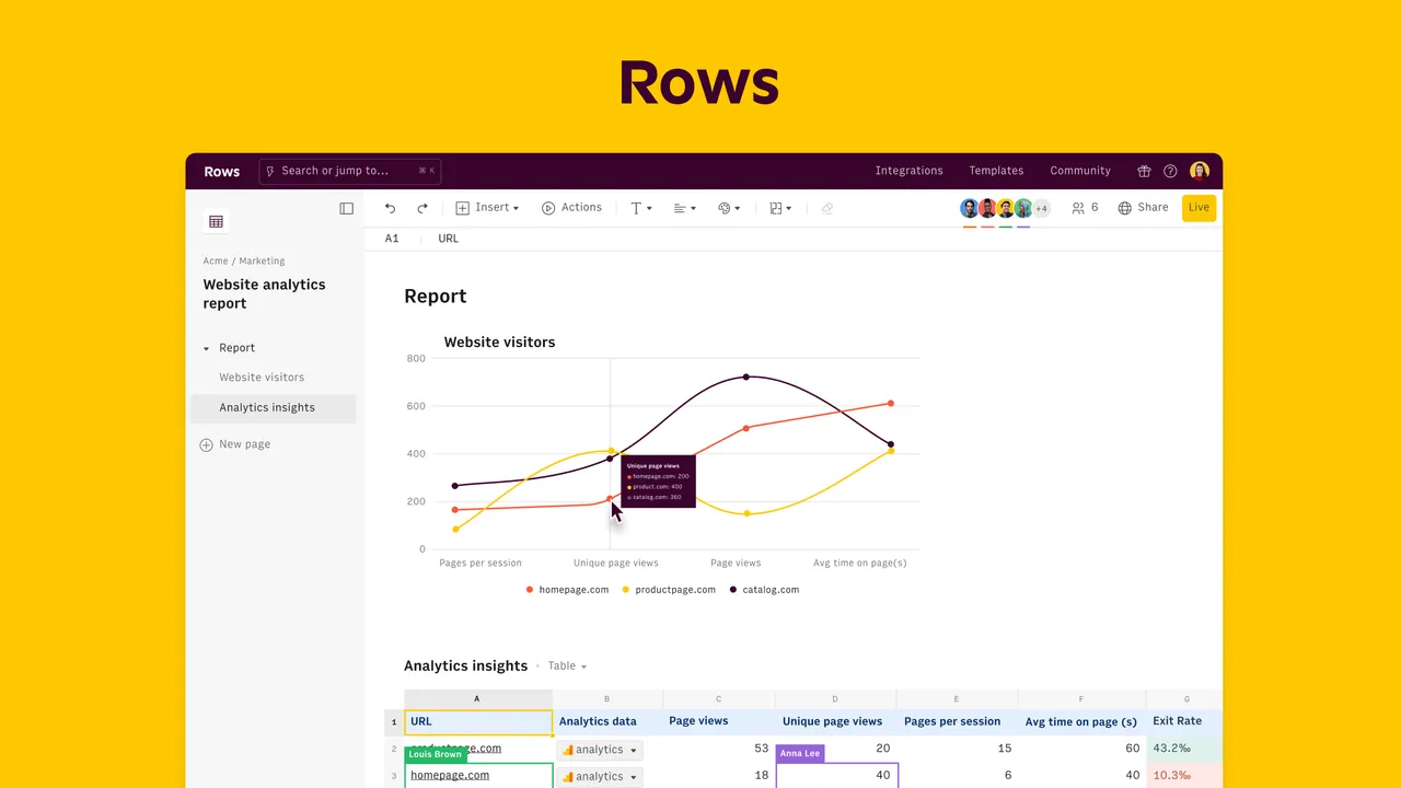 Rows interface in use