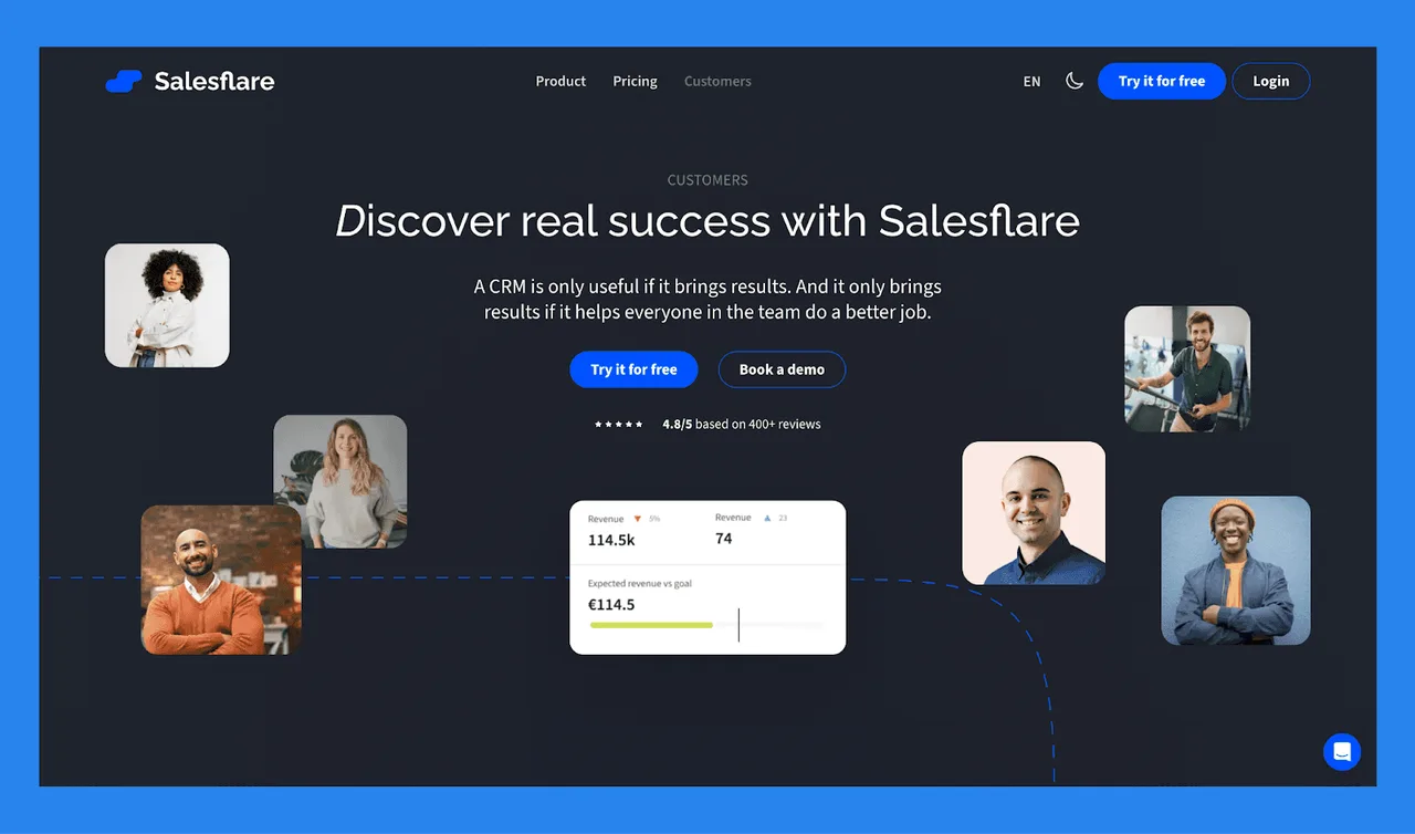 Salesflare dashboard view
