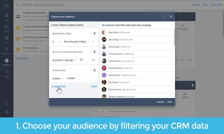 Salesflare in action, customer support & sales AI tool