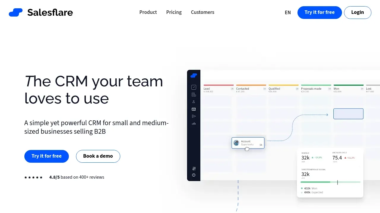 Salesflare interface in use