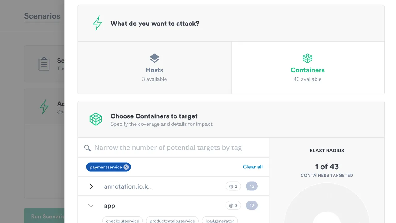 Scenario app screen