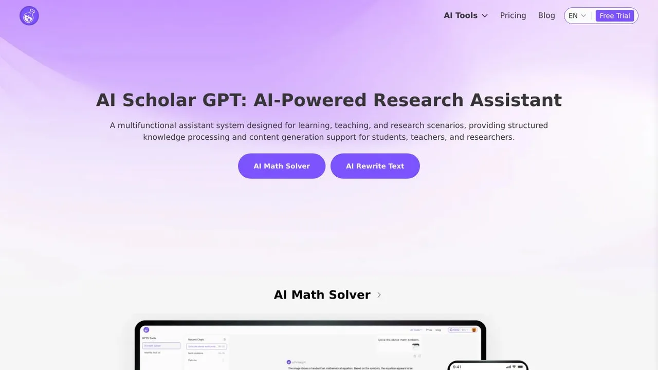 ScholarAI in action, search AI tool