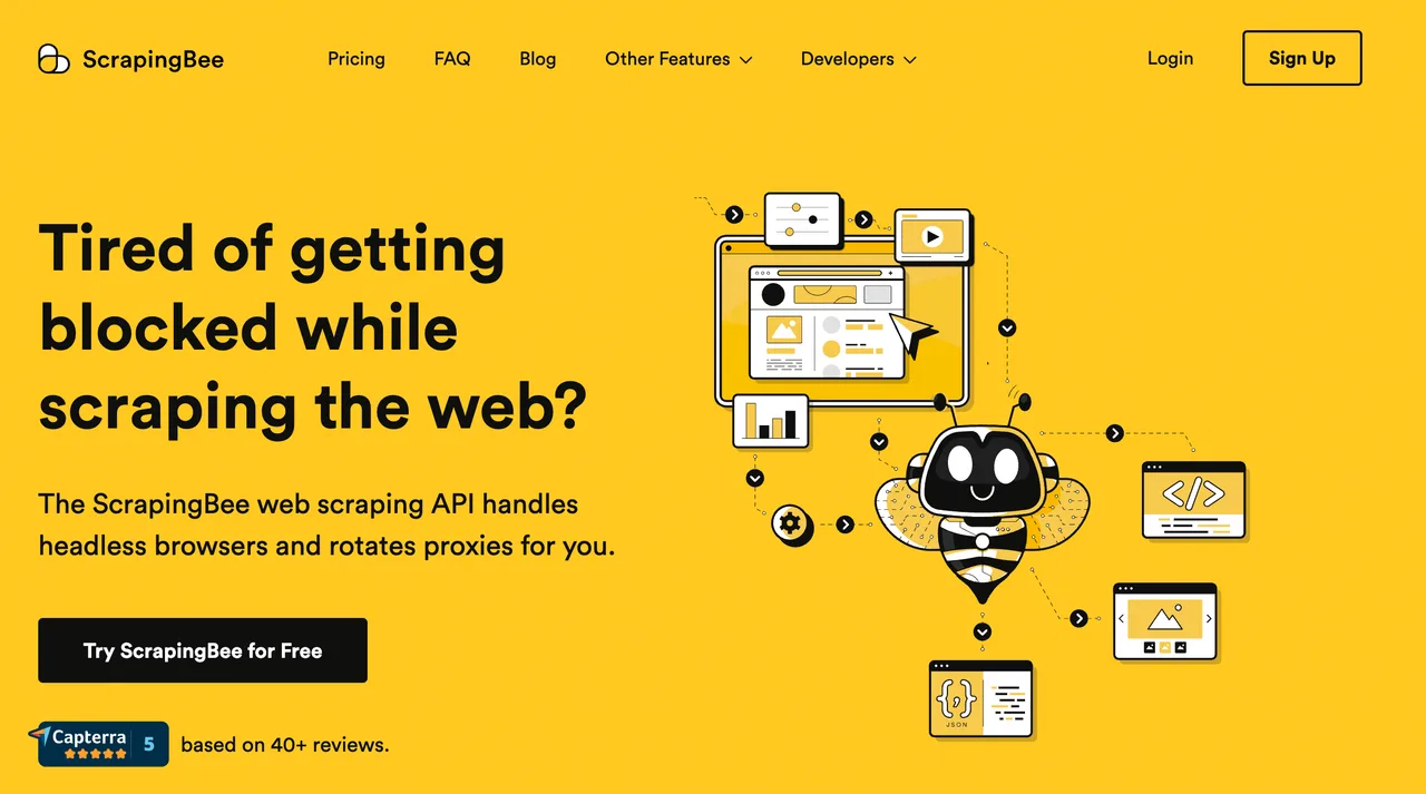 Scrapingbee app screen