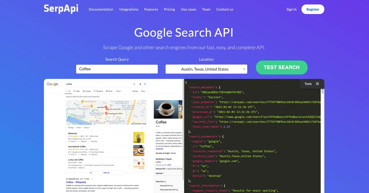 Serper in action, search AI tool
