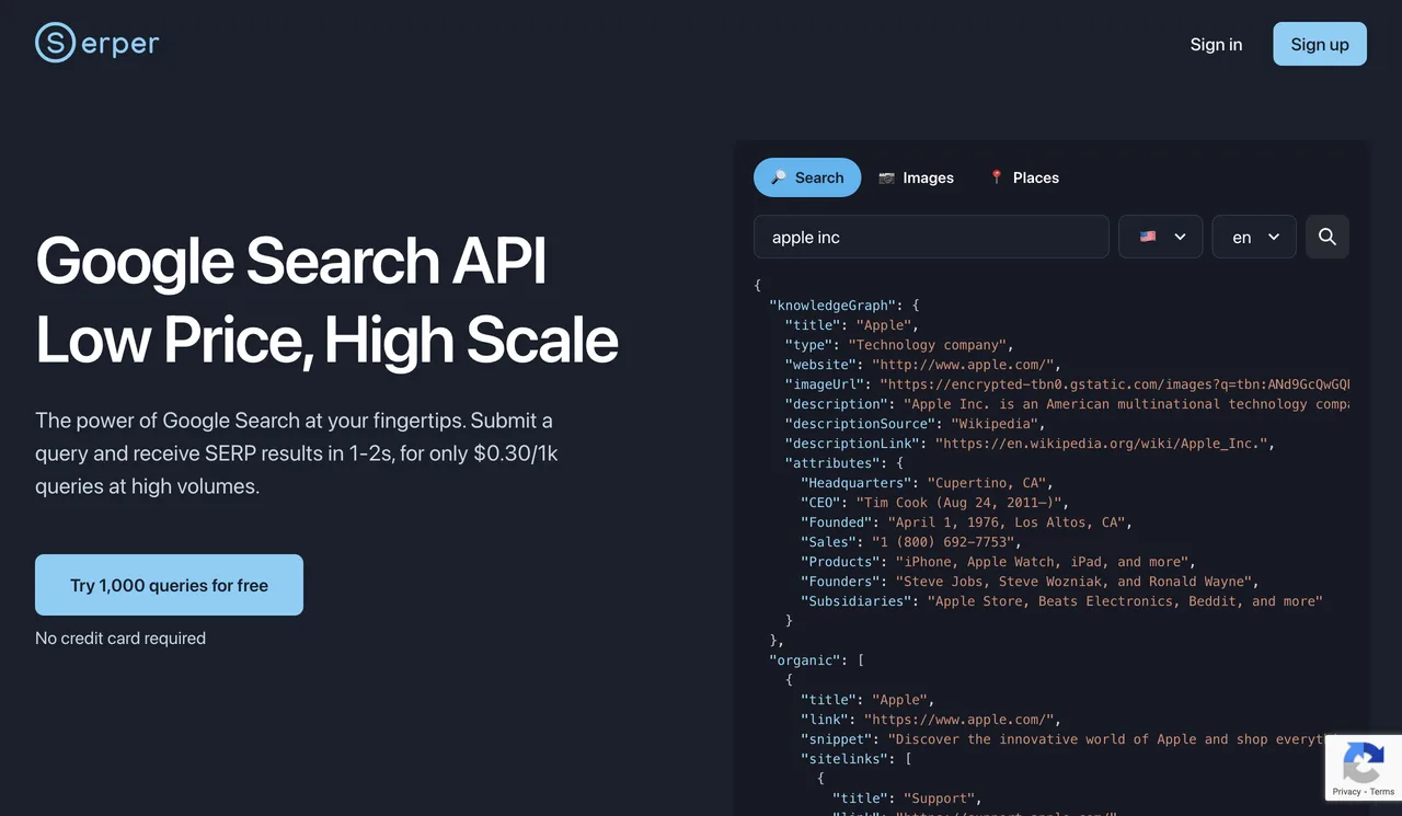 Serper interface in use