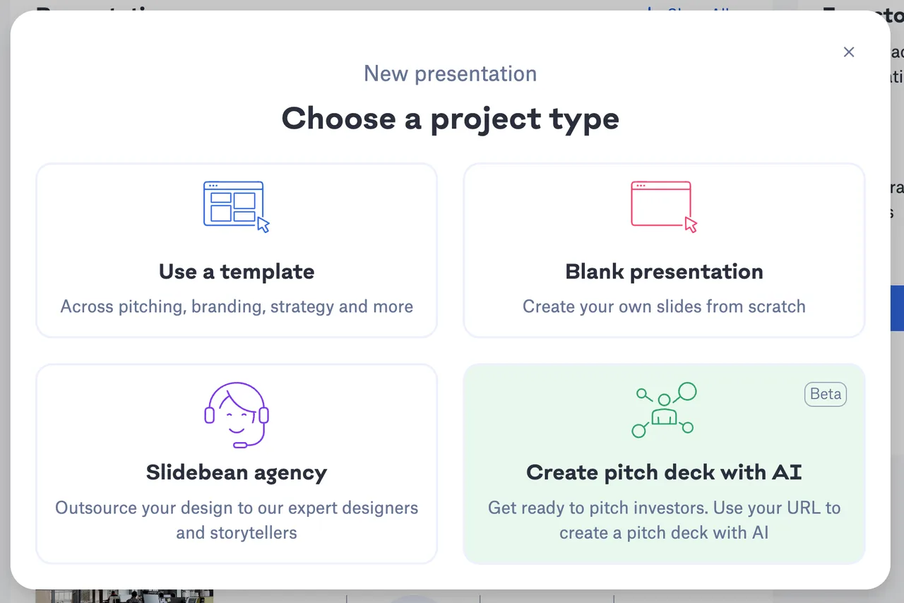 Slidebean app screen