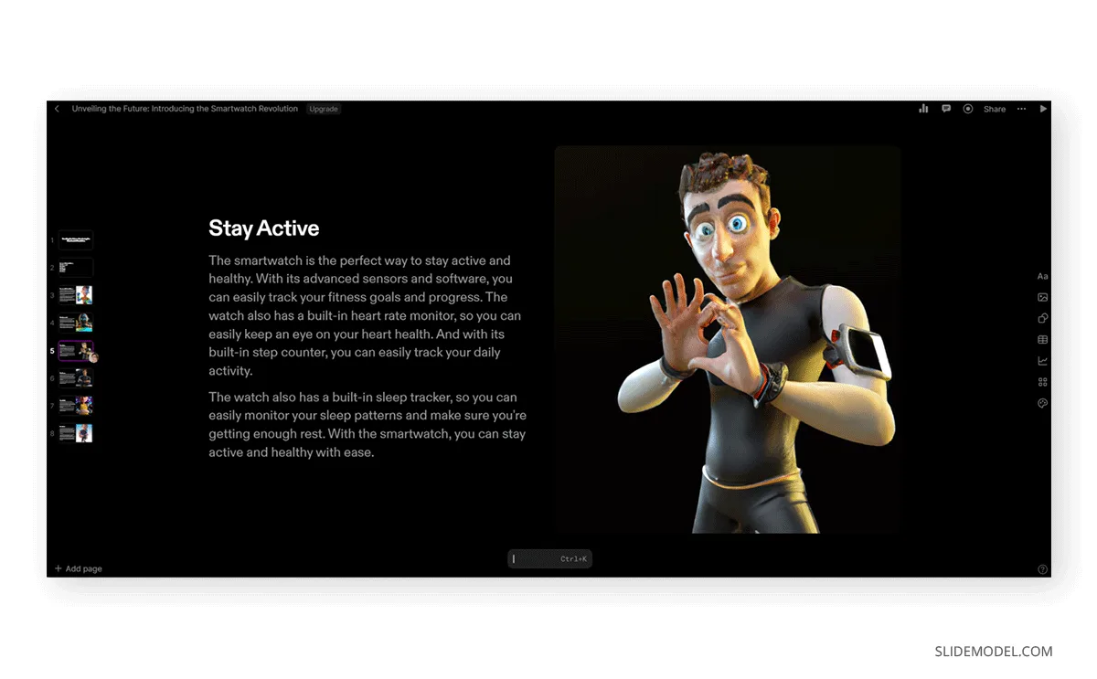 Slidemate interface in use