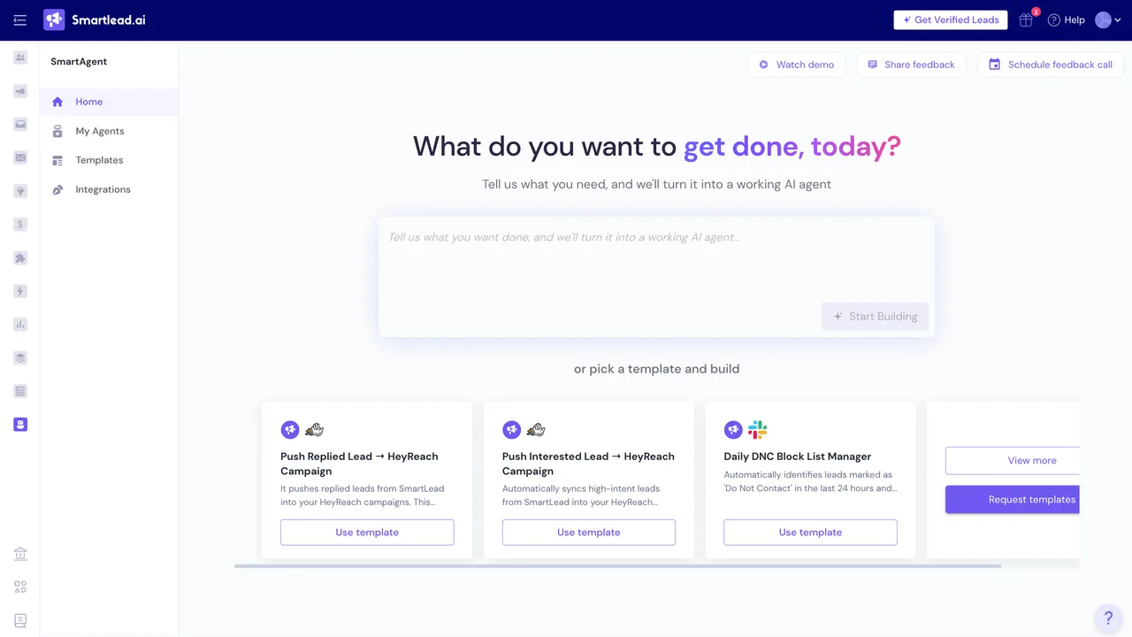 Smartlead dashboard view